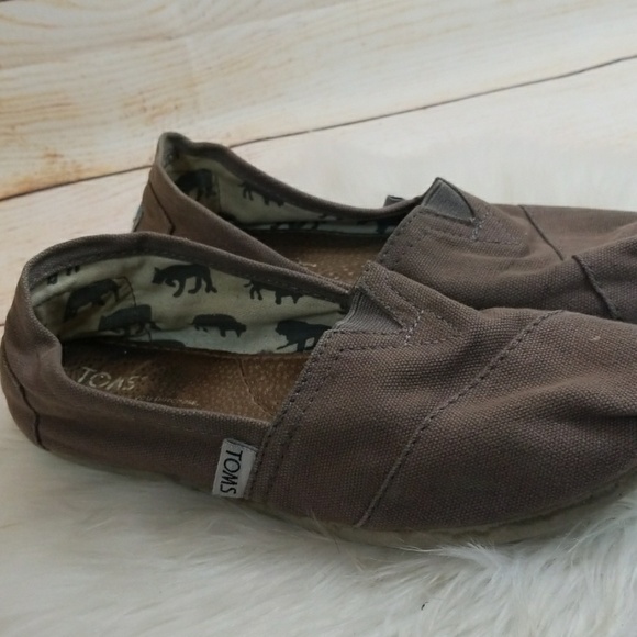 Toms slip on flats gray boat shoes canvas size 6.5 - Picture 3 of 6